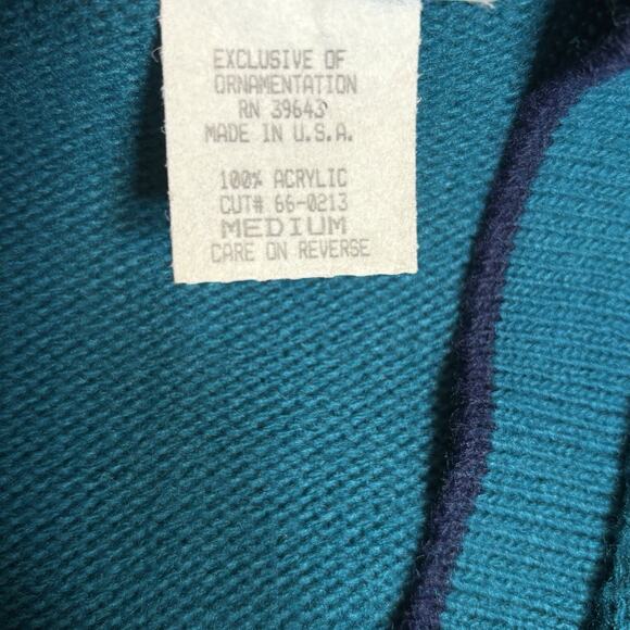 VTG 80/90s Cape Cod Sportswear Teal Knit Cardigan Sweater Womans M Gold Buttons - Picture 4 of 8